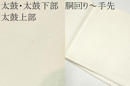 平和屋着物●塩瀬　九寸名古屋帯　枝花文　銀彩　正絹　逸品　CABG6212hy
