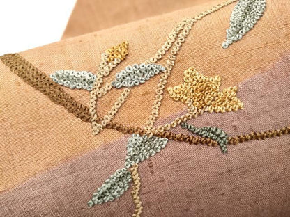 平和屋着物●中国三大刺繍　相良刺繍　総刺繍　九寸名古屋帯　枝花文　銀彩　正絹　逸品　CABG6213hy
