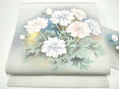 平和屋着物●九寸名古屋帯　枝花文　金彩　正絹　逸品　CABG6224hy