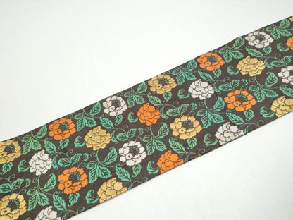 平和屋着物●全通柄　九寸名古屋帯　花唐草文　金糸　正絹　逸品　CABG6225hy