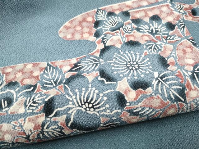 平和屋着物●九寸名古屋帯　作家物　草木手染　エ霞花文　鬼しぼ縮緬　反端付き　正絹　逸品　CABG6226hy