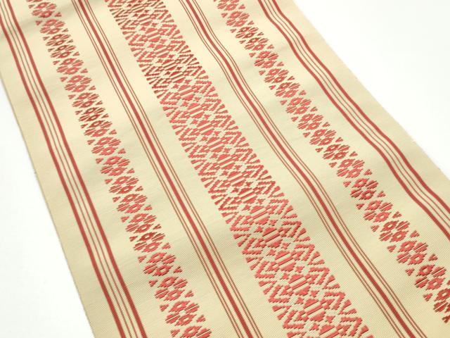 平和屋着物●本場筑前博多織　八寸名古屋帯　献上　一重帯　正絹　逸品　CABG6227hy