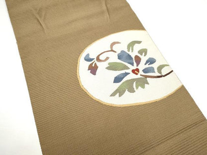 平和屋着物●八寸名古屋帯　すくい織　枝花文　正絹　逸品　CABG6228hy