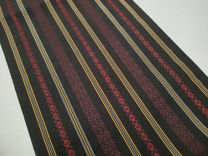 平和屋着物●本場筑前博多織　八寸名古屋帯　献上　黒地　正絹　逸品　CABG6230hy