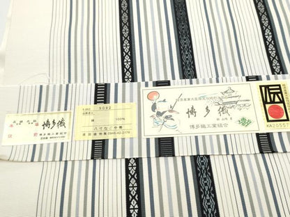 平和屋着物●本場筑前博多織　八寸名古屋帯　献上　博多金ラベル　原田織物謹製　証紙付き　正絹　逸品　CABG6233hy
