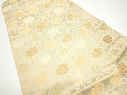 平和屋着物●九寸名古屋帯　花唐草文　金糸　正絹　逸品　CABG6236hy