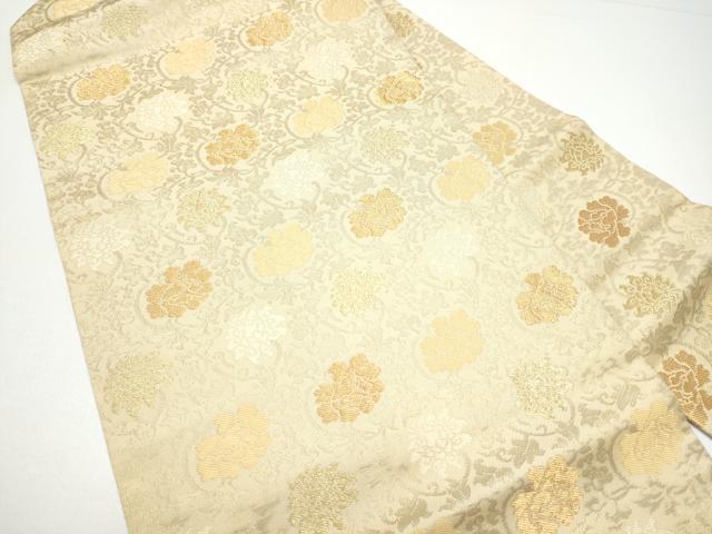 平和屋着物●九寸名古屋帯　花唐草文　金糸　正絹　逸品　CABG6236hy