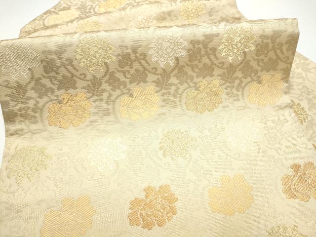 平和屋着物●九寸名古屋帯　花唐草文　金糸　正絹　逸品　CABG6236hy