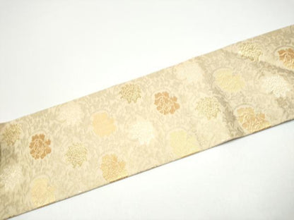 平和屋着物●九寸名古屋帯　花唐草文　金糸　正絹　逸品　CABG6236hy
