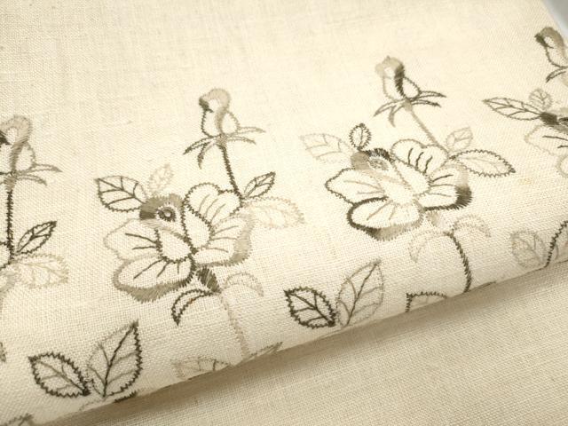 平和屋着物●九寸名古屋帯　紬地　総刺繍　枝花文　正絹　逸品　CABG6238hy