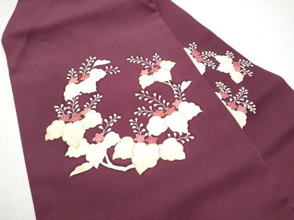 平和屋着物●塩瀬　九寸名古屋帯　駒刺繍　桐　金彩　正絹　逸品　CABG6240hy