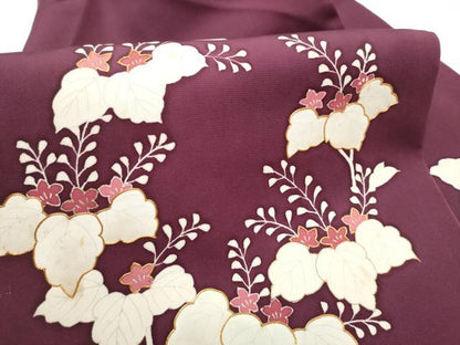 平和屋着物●塩瀬　九寸名古屋帯　駒刺繍　桐　金彩　正絹　逸品　CABG6240hy