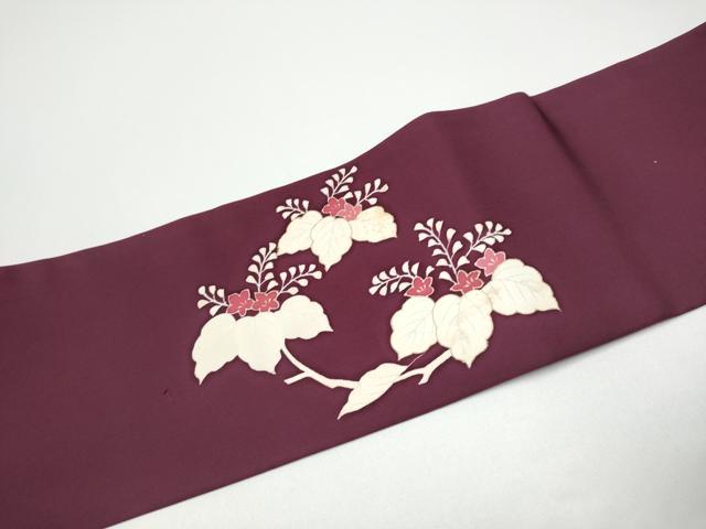 平和屋着物●塩瀬　九寸名古屋帯　駒刺繍　桐　金彩　正絹　逸品　CABG6240hy