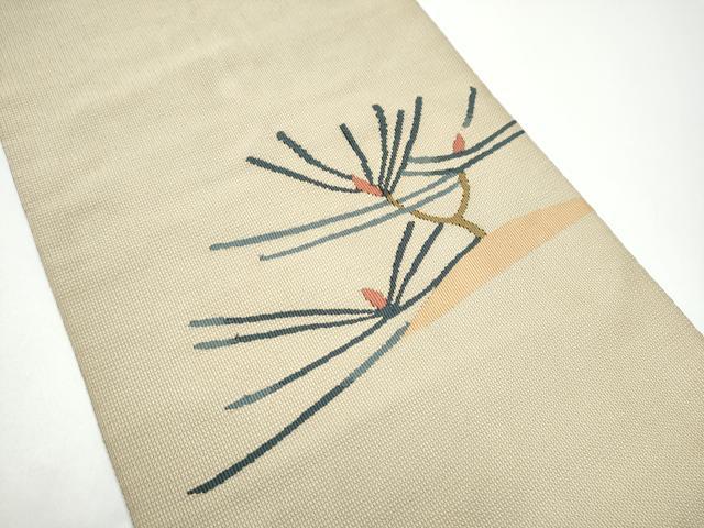 平和屋着物●八寸名古屋帯　すくい織　枝松葉文　正絹　逸品　CABG6242hy