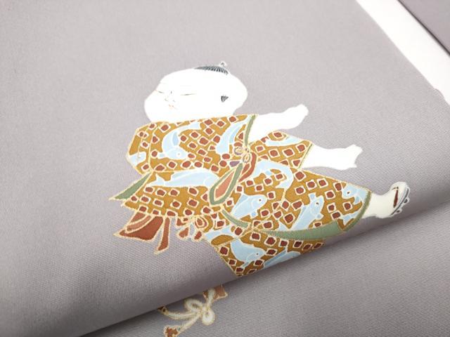 平和屋着物●塩瀬　九寸名古屋帯　唐子　宝尽くし文　金彩　正絹　逸品　CABG6244hy