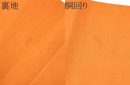 平和屋着物●九寸名古屋帯　紬地　総刺繍　枝木の実　正絹　逸品　CABG6245hy