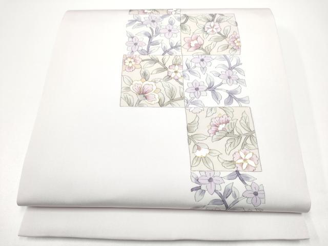 平和屋着物●塩瀬　九寸開き名古屋帯　作家物　枝花文　金彩　正絹　逸品　CABG6246hy
