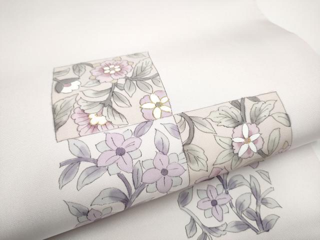 平和屋着物●塩瀬　九寸開き名古屋帯　作家物　枝花文　金彩　正絹　逸品　CABG6246hy