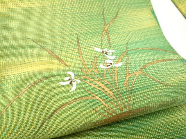 平和屋着物●京都の和装業の老舗一門　千切屋　爪掻き本綴れ　八寸名古屋帯　草花文　金彩　正絹　逸品　CABG6248hy