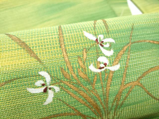 平和屋着物●京都の和装業の老舗一門　千切屋　爪掻き本綴れ　八寸名古屋帯　草花文　金彩　正絹　逸品　CABG6248hy