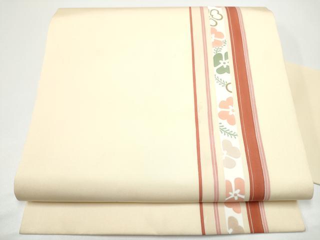 平和屋着物●塩瀬　九寸名古屋帯　舞花間道　正絹　逸品　CABG6253hy