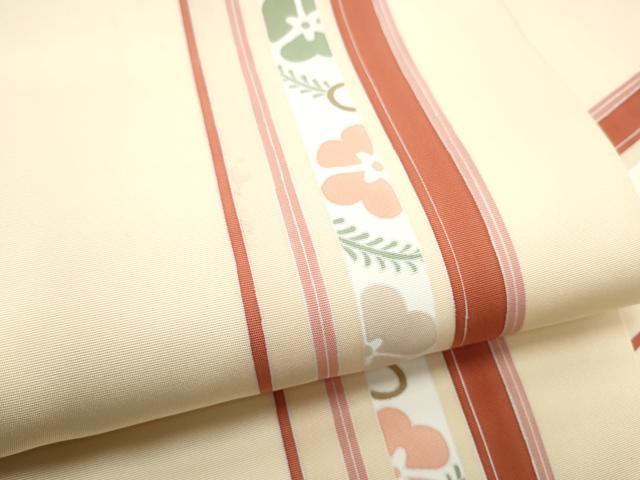 平和屋着物●塩瀬　九寸名古屋帯　舞花間道　正絹　逸品　CABG6253hy