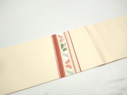 平和屋着物●塩瀬　九寸名古屋帯　舞花間道　正絹　逸品　CABG6253hy