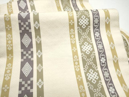 平和屋着物●九寸名古屋帯　幾何学花間道　正絹　逸品　CABG6254hy