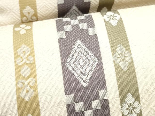 平和屋着物●九寸名古屋帯　幾何学花間道　正絹　逸品　CABG6254hy