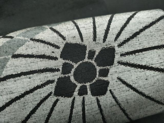 平和屋着物●九寸名古屋帯　紬地　番傘　下駄　黒地　正絹　逸品　CABG6255hy