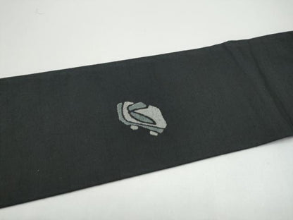 平和屋着物●九寸名古屋帯　紬地　番傘　下駄　黒地　正絹　逸品　CABG6255hy