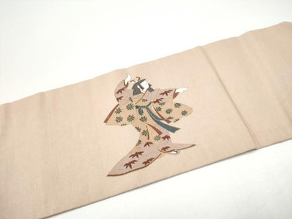 平和屋着物●九寸名古屋帯　紬地　童子　金彩　正絹　逸品　CABG6259hy