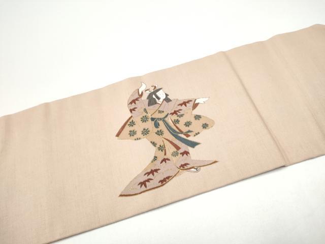 平和屋着物●九寸名古屋帯　紬地　童子　金彩　正絹　逸品　CABG6259hy