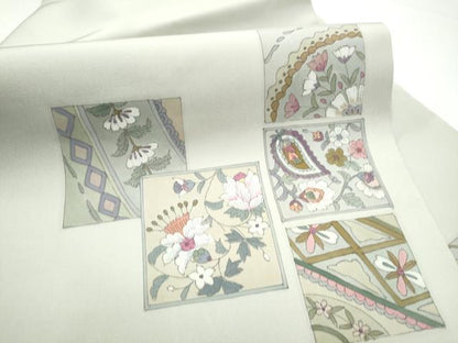 平和屋着物●塩瀬　九寸名古屋帯　色紙重ね吉祥花文　正絹　逸品　CABG6264hy