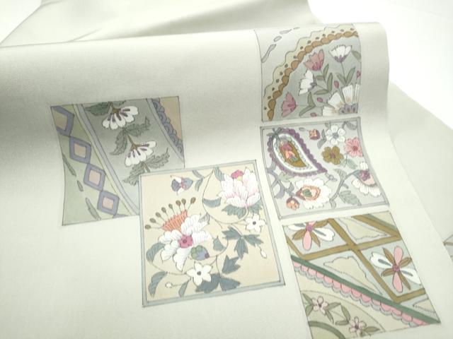 平和屋着物●塩瀬　九寸名古屋帯　色紙重ね吉祥花文　正絹　逸品　CABG6264hy