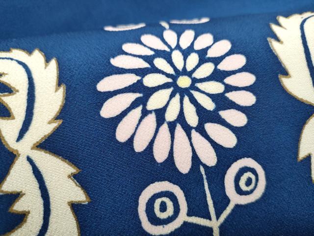 平和屋着物●九寸名古屋帯　幾何学花文　金彩　鬼しぼ縮緬　正絹　逸品　CABG6265hy