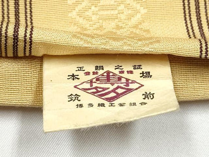 平和屋着物●本場筑前博多織　半幅帯　献上　加茂為夫作　証紙付き　正絹　逸品　CABG6271hy