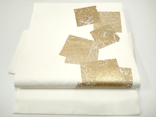 平和屋着物●塩瀬　つけ帯　色紙重ね文　金彩　正絹　逸品　CABG6278hy