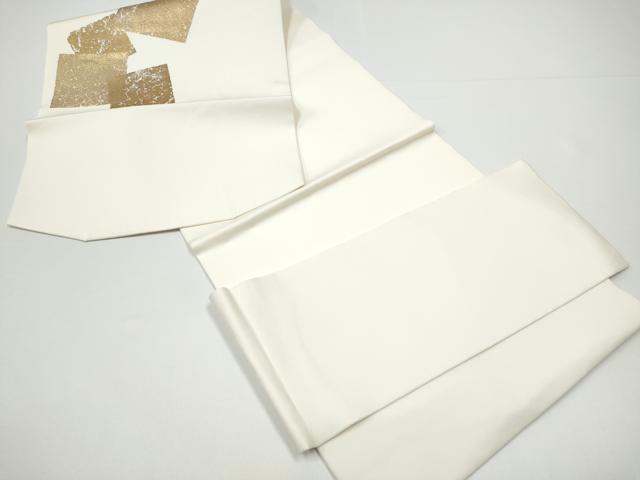 平和屋着物●塩瀬　つけ帯　色紙重ね文　金彩　正絹　逸品　CABG6278hy
