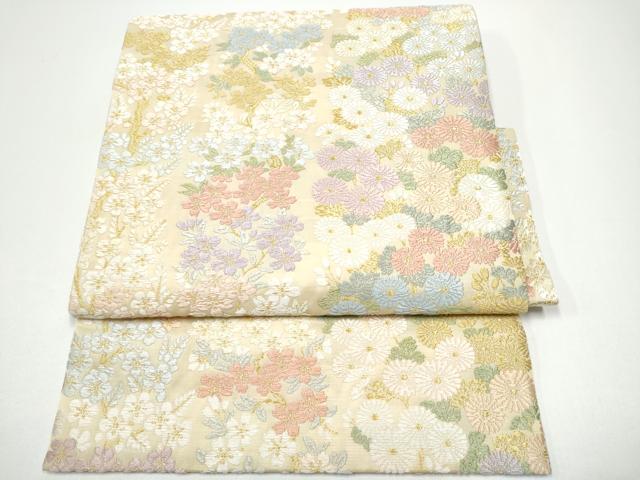 平和屋着物●つけ帯　唐織　流水小花文　金糸　正絹　逸品　CABG6279hy