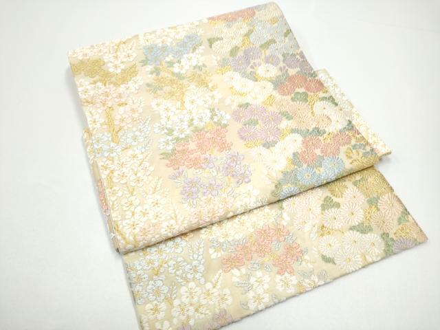 平和屋着物●つけ帯　唐織　流水小花文　金糸　正絹　逸品　CABG6279hy