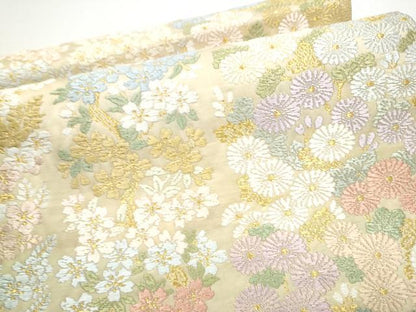 平和屋着物●つけ帯　唐織　流水小花文　金糸　正絹　逸品　CABG6279hy