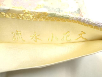 平和屋着物●つけ帯　唐織　流水小花文　金糸　正絹　逸品　CABG6279hy