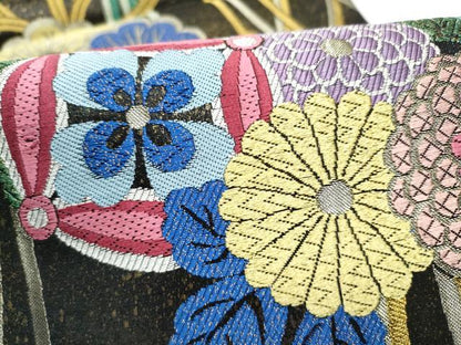 平和屋着物●六通柄袋帯　唐織　くす玉　金銀糸　引箔　正絹　逸品　CABG6290hy