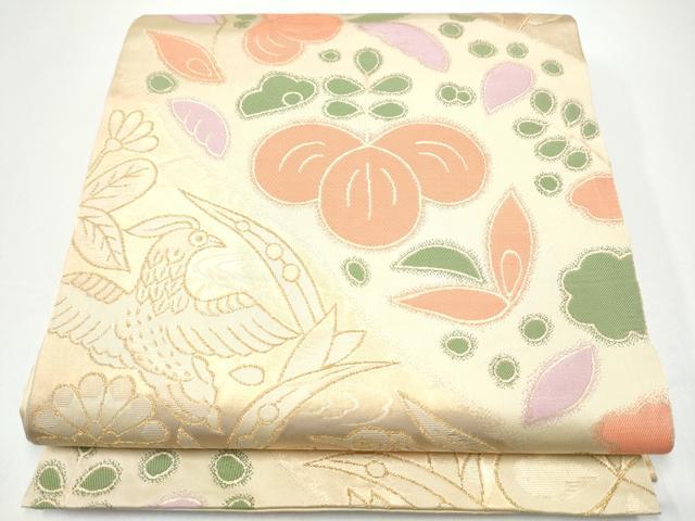 平和屋着物●　桝屋高尾　洛風林　工芸帯地　六通柄　本袋帯　花鳥文　金糸　正絹　逸品　CABG6291hy