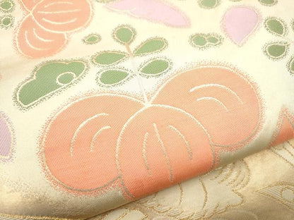 平和屋着物●　桝屋高尾　洛風林　工芸帯地　六通柄　本袋帯　花鳥文　金糸　正絹　逸品　CABG6291hy