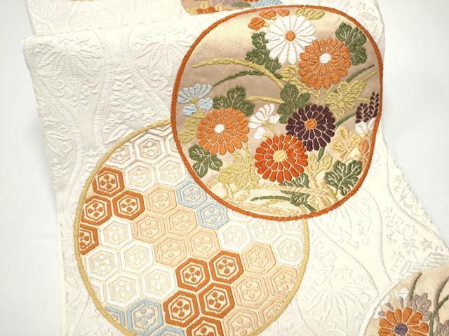 平和屋着物●六通柄袋帯　唐織　草花吉祥丸文　金糸　正絹　逸品　CABG6300hy