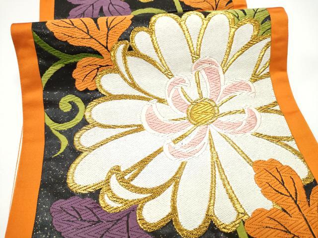 平和屋着物●六通柄袋帯　唐織　花唐草文　金糸　正絹　逸品　CABG6302hy