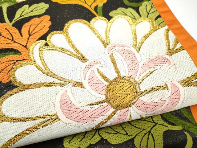 平和屋着物●六通柄袋帯　唐織　花唐草文　金糸　正絹　逸品　CABG6302hy