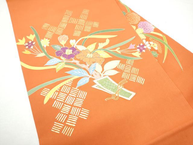 平和屋着物●塩瀬　九寸名古屋帯　駒刺繍　枝花文　金彩　松坂屋染織名作展　たとう紙付き　正絹　逸品　CABG6305hy